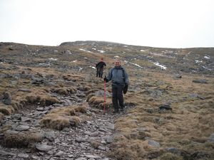 Descending the lower slopes